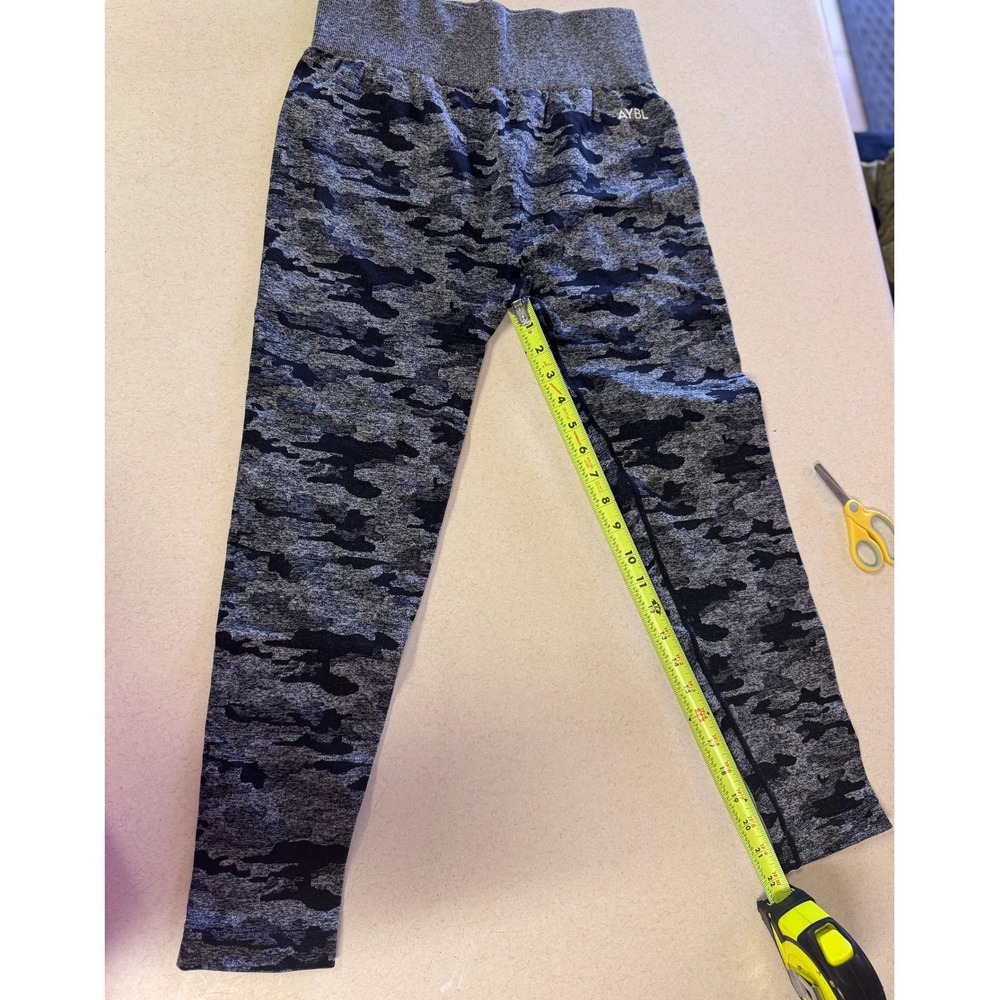 AYBL Camo Seamless Leggings Grey Black High Waisted Scrunch Bum Gym Tights Large